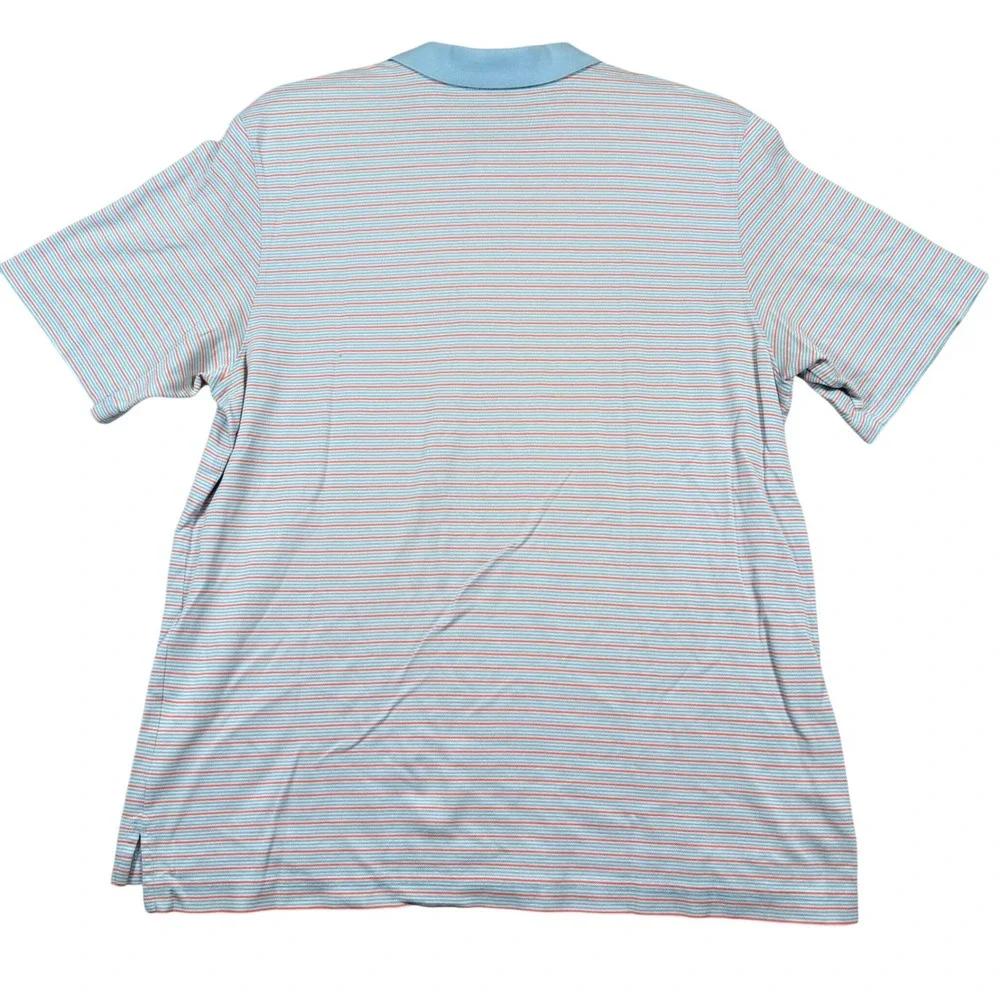 Vineyard Vines Mens Large Striped Polo Shirt Light Blue Orange